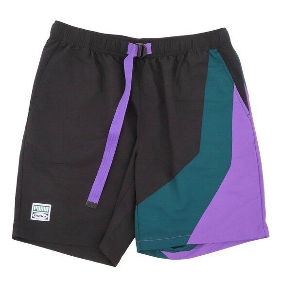 Puma x Butter Goods Shorts Men Medium Black Purple Teal Athletic Pockets NEW - Picture 1 of 13